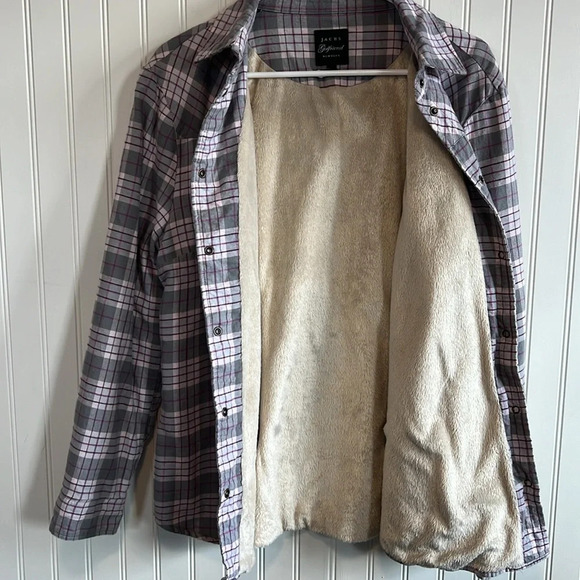 JACHS Girlfriend Shacket Plaid Pearl snap button up lined women's size XL - Picture 10 of 10